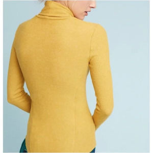 Anthro Saturday Sunday Brushed Fleece Turtleneck Sweater Mustard Yellow XS